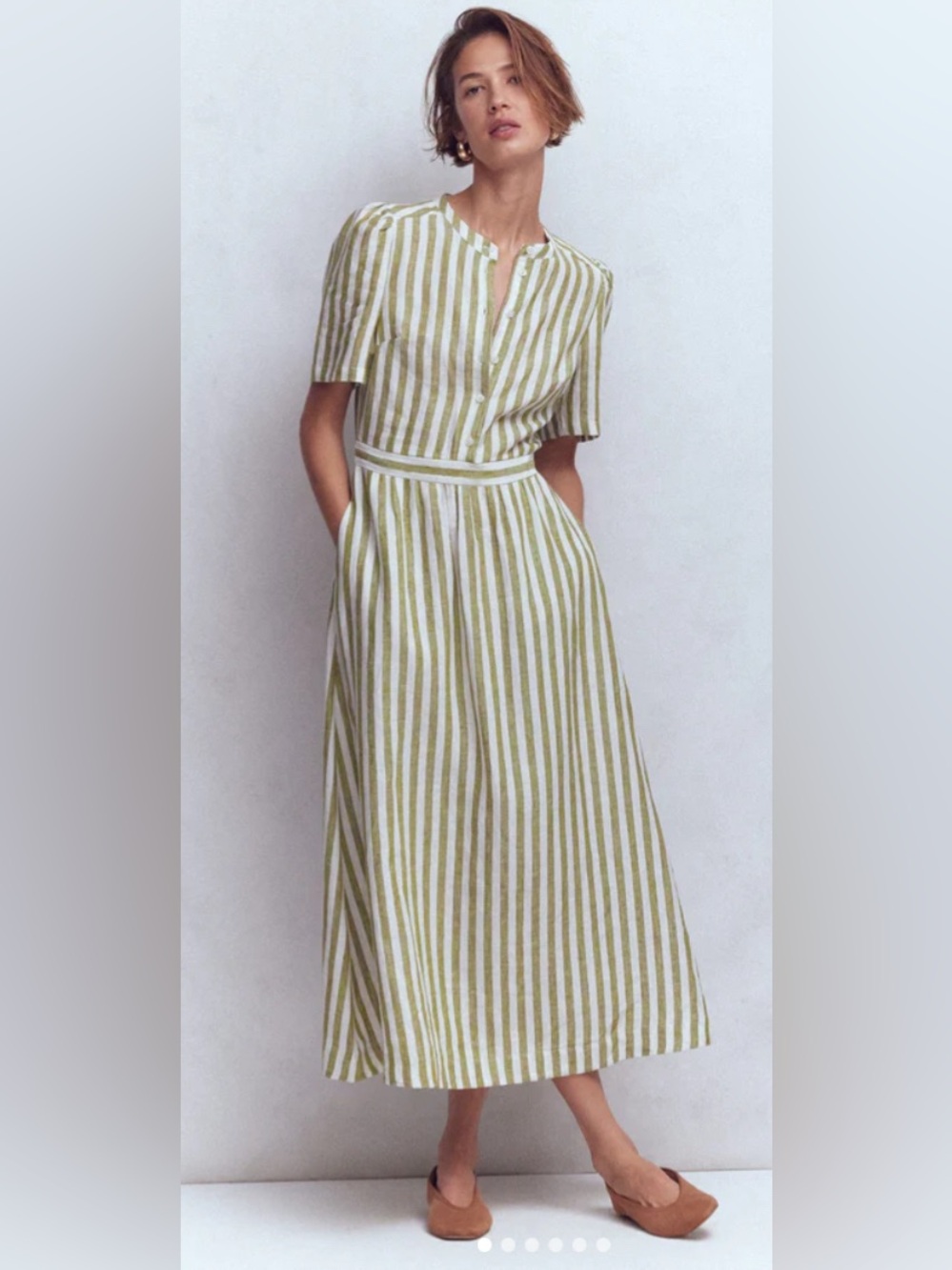 NWT Boden Ivy Placket Linen Midi Dress - Picture 1 of 6